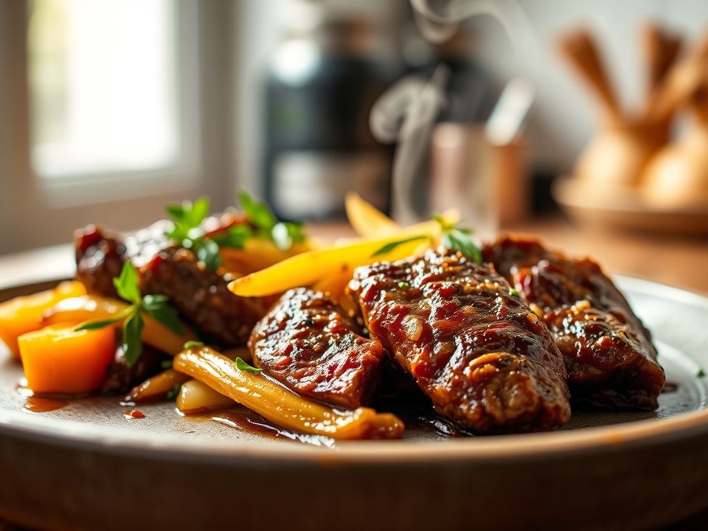 Freshly prepared beef recipes with vegetables