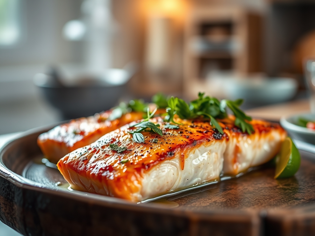 Freshly prepared broiled salmon recipes in oven