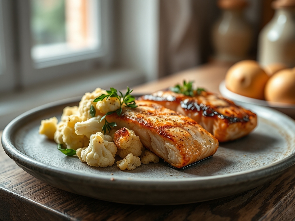 Freshly prepared cauliflower and salmon recipes