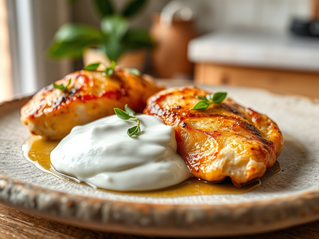 Freshly prepared greek yogurt and chicken recipes